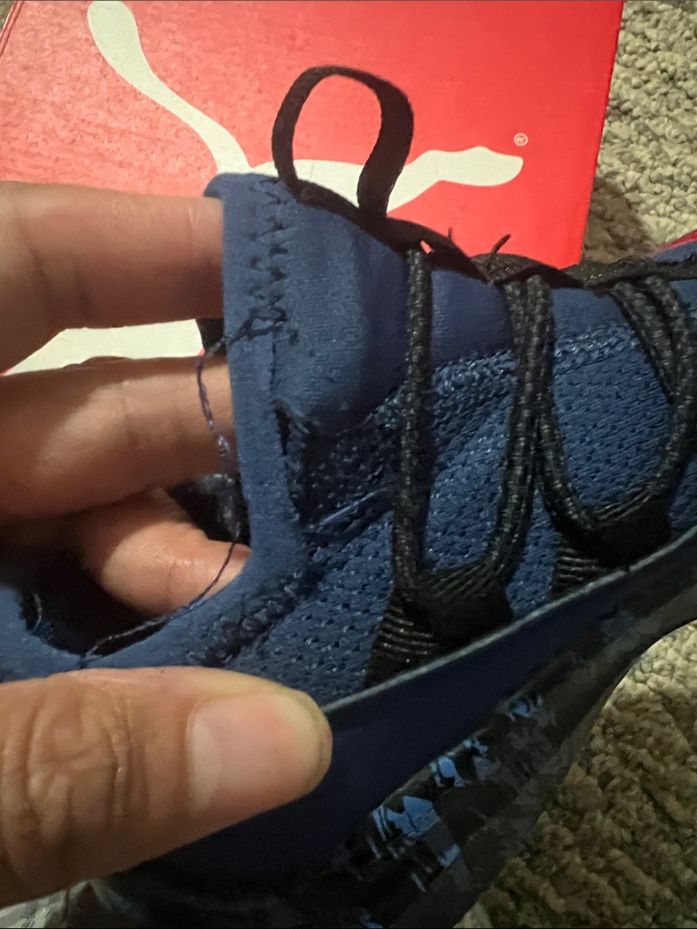 Puma Kids Blue Sneakers with Black and Red Accents - Picture 2 of 8